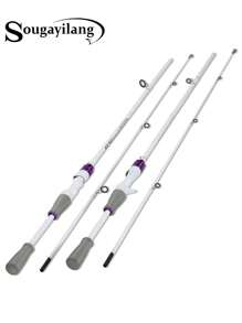 SOUGAYILANG 基础款/轻量便携两节鱼竿 1.8 米/6 英尺耐用碳素鱼竿，抛投式旋转美观鱼竿，带 EVA 手柄，适合旅行钓鲈鱼、鲤鱼、圣诞节、感恩节淡水鱼竿 - 白色 - 查看 3