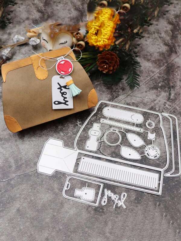 1pc Purse Box Background Decoration Metal Cutting Template Die, Handmade DIY Cutting Mold, Scrapbooking Background Decorative Embossing Template, Album, Holiday Card Making