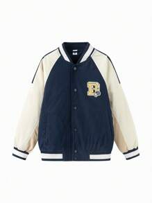 Balabala Chaqueta acolchada con cuello tipo béisbol para niños, prenda exterior de moda para niños