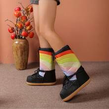 2025 New Winter Rainbow 7-Color Anti-Slip Warm Space Snow Boots - Black - View 2