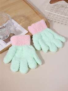 1 Cặp Găng tay năm ngón bằng vải nhung dày ấm áp tối giản màu trơn cho bé gái (1-3 tuổi), Mùa thu/đông - Nhiều màu - Xem 11