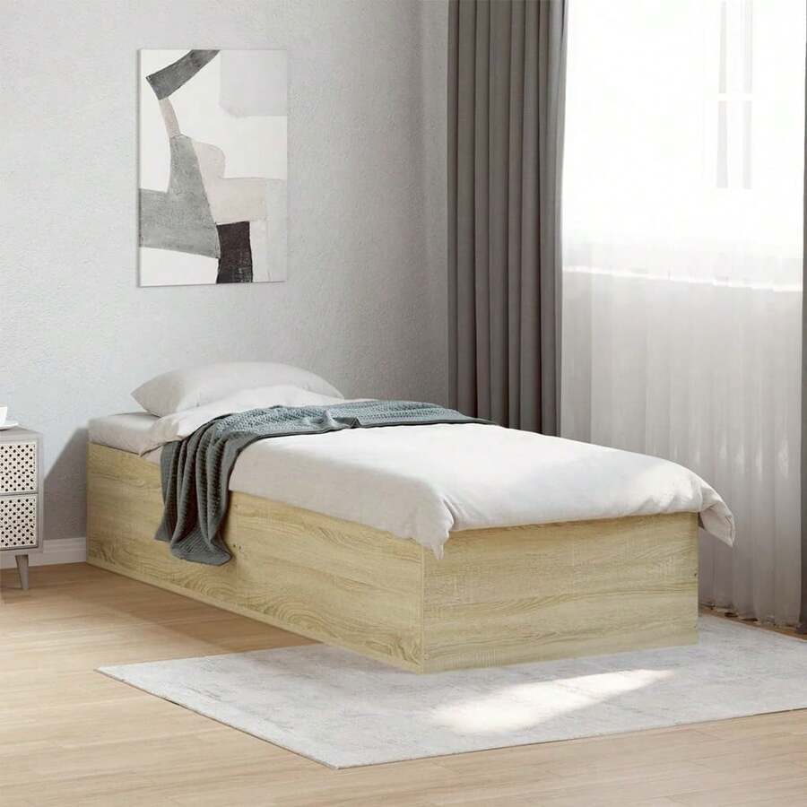 VidaXL Bed Frame Sonoma Oak 90x200 Cm Wood Material - Brown - View 1