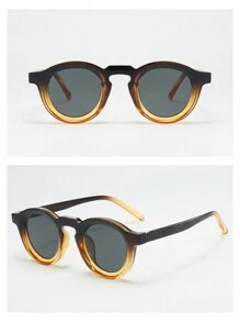 1 Pc Universal Classic Round Frame Fashion Glasses, Simple & Fashionable For Driving, Travel, Leisure, Outdoor Sports, Daily Wear For Summer Beach Vacation,Outdoor,Travel