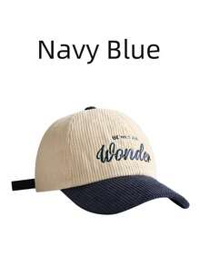 1 件复古 WONDER 灯芯绒棒球帽刺绣字母拼色防风保暖老爹帽可调节休闲运动帽休闲透气防晒棒球帽男女通用秋冬经典搭配灯芯绒棒球帽适合户外旅行日常户外活动 - 彩色 - 查看 8