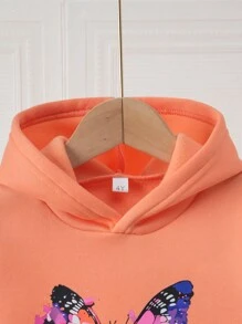 Young Girl Butterfly Print Hoodie & Pants Set