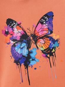 Young Girl Butterfly Print Hoodie & Pants Set