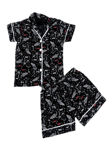 Kit 2 Children's Pajamas For American Boys Toddler Baby Blouse And Shorts With Buttons Summer Short With Collar Various Prints Comfortable Mesh For Sleeping Sizes 2 To 10 - Navy Blue - View 7