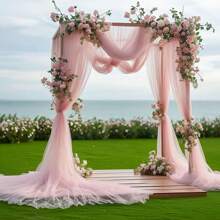 1pc Elegant Pink Sheer Curtain, 26.2ft Chiffon Drape Fabric For Wedding Arch Decor, Party And Event Backdrop, Hanging Wall Decor