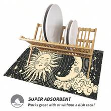 1 tấm thảm lau bát đĩa trên mặt bếp, tấm lót chống trượt thấm nước có in chữ tiếng Anh, đa năng cho máy pha cà phê, giá để cốc, giá phơi bát đĩa - Nhiều màu - Xem 15