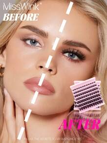 Miss Wink 84 pièces Extensions de cils individuelles naturelles, souples, DD, bouclées et épaisses de 8 à 16 mm, 0,07 mm, C/D, super légères, 7 rangées, effet 3D, à l'épreuve de l'eau, vison en grappe, convenant pour un maquillage léger, complet et pour une utilisation quotidienne, portable pour un usage quotidien ou pour les occasions