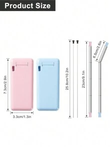 Personalized Foldable Reusable Straw, Stainless Steel Cocktail Straw, Long Straw, Plastic Bendable Drinking Tube With Carrying Case - Multicolor - View 4