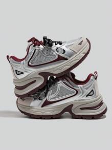 Alan Vincent [城市运动鞋系列] 银红色女鞋，2025新款厚底运动鞋，舒适时尚跑步鞋，休闲运动鞋，女士户外鞋，透气网面 - 灰色 - 查看 11