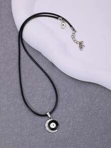 Dây chuyền mặt dây chuyền kim cương pha lê mặt trăng và mắt quỷ phong cách Gothic cổ điển dành cho phụ nữ - màu đen - Xem 4