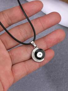 Dây chuyền mặt dây chuyền kim cương pha lê mặt trăng và mắt quỷ phong cách Gothic cổ điển dành cho phụ nữ - màu đen - Xem 3
