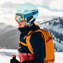 JetBlaze Casco de esquí, casco de snowboard, casco de esquí, cáscara de ABS/PC, núcleo amortiguador de impactos de EPS, hebilla magnética, ventilación individual, ajustable de talla, disponible en dos tamaños de almohadillas, orejeras desmontables