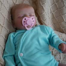 Búp bê tái sinh mắt nhắm dễ thương trang trí Giáng sinh 17 inch, tóc vẽ tay, gân và chân tay mềm mại chân thật, thân vải, thích hợp làm quà tặng và sưu tầm, thích hợp cho trẻ em từ 3 tuổi trở lên - Màu xanh lam - Xem 5