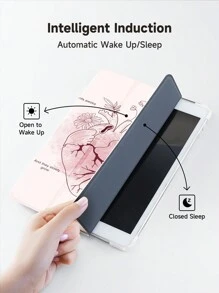 心形图案保护壳适用于 iPad 7/8/9 代 10.2 英寸，防摔平板电脑保护套适用于三星 Galaxy Tab A8 10.5 英寸 2022、MatePad 10.4 等，带笔架，自动睡眠/唤醒 - 彩色 - 查看 5