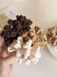 5pcs Women's High-Quality Plush Scrunchies In Black, Beige, Brown, White & Khaki, Classic Solid Colors, Elegant & Versatile For Everyday, Casual, Party, Work, Travel; Can Be Used For Ponytail, Bun, Face Washing, Makeup, Outfit Accessorizing Hair Ties Scrunchy Hair Ties Makeup Home Gym Woman Accessories Head Accessories