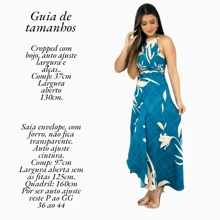 Women's Set Wrap Skirt And Cropped Top With Tie At The Back In Long Formal Dress Style. Long Wrap Skirt With Tie And Halter Top With Cup. - Màu xanh ngọc - Xem 4