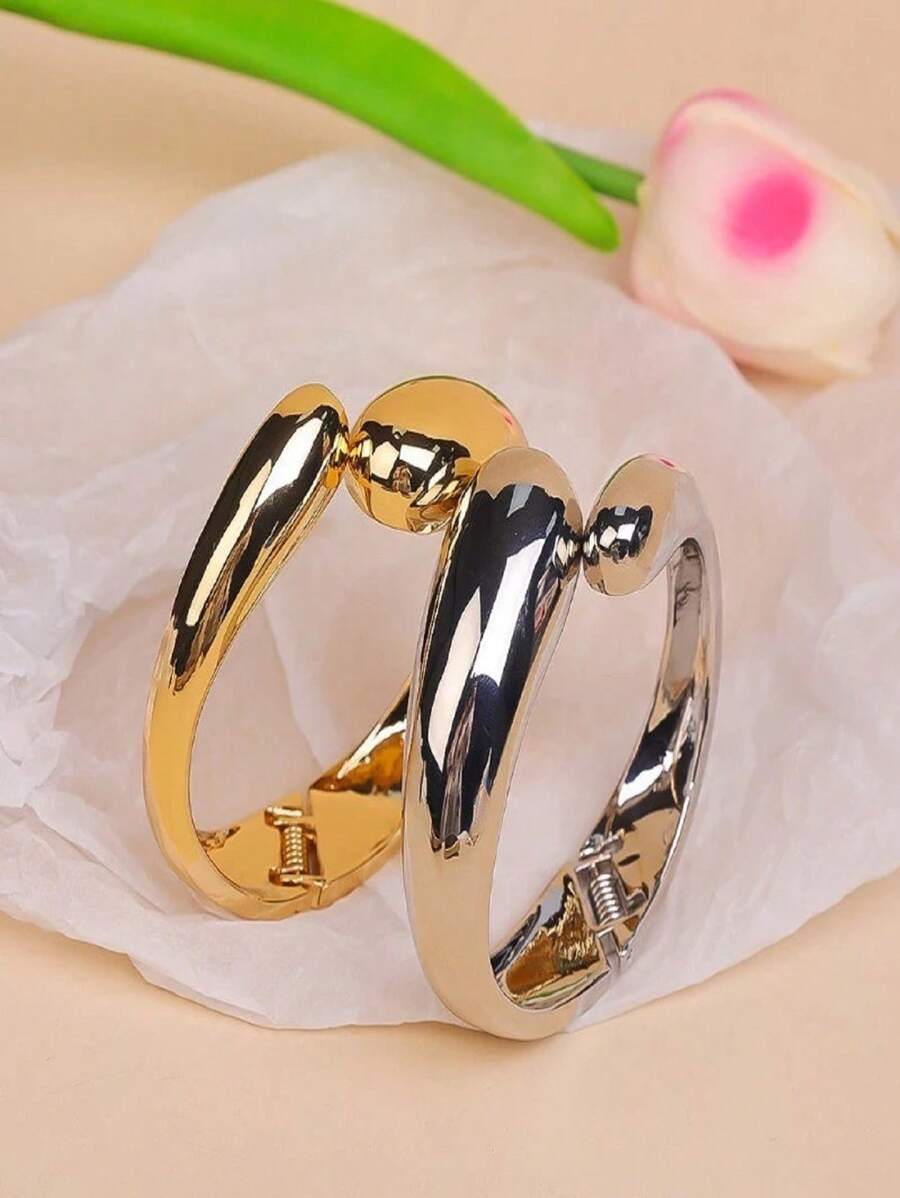 European And American Retro Baroque Style Open Bracelet Gold Plated Light Luxury Fashion Versatile1 - Bạc - Xem 1