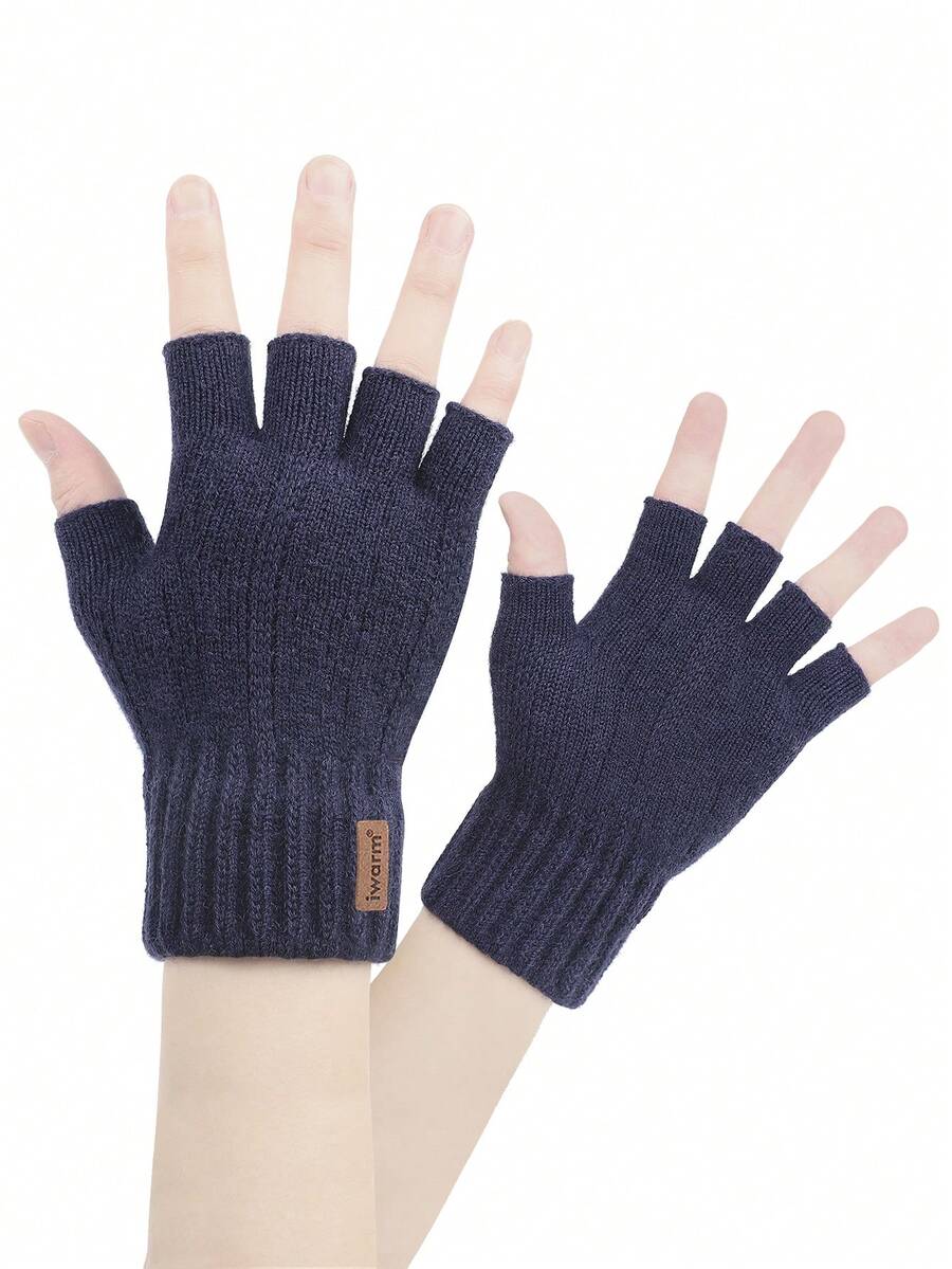 iwarm 一双高品质露指手套，非常保暖，秋冬季节在办公室、骑行、通勤时都能让双手保持温暖舒适。完美的礼物之选。 - 藏蓝色 - 查看 1