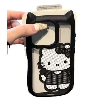  Apple Sanrio Transparent 3D Black Kitty Cat Ear Cute Silicone Style Novelty Cases