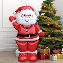 Balão Metalizado de Papai Noel e Homem de Gengibre Tamanho Grande de 155cm, Decoração de Natal, Suprimentos para Festa de Ano Novo