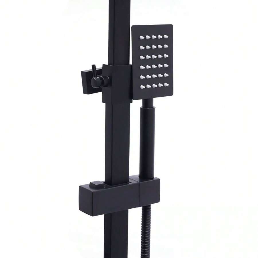 Wall Mount Black Shower Faucet Set System Rainfall Shower Head Handle