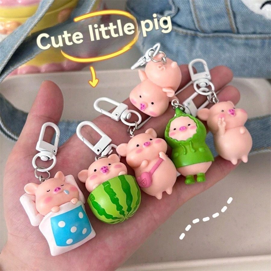 1PC Móc khóa hình con lợn ba chiều dễ thương vui nhộn Mặt dây chuyền túi động vật hình con lợn dễ thương Phụ kiện quà tặng phòng ngủ cho người yêu - Nhiều màu - Xem 1