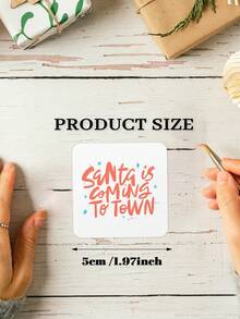 12/24/40 miếng dán hình vuông quà tặng Giáng sinh tùy chỉnh, nhãn dán Giáng sinh ngày lễ tùy chỉnh, thiết kế họa tiết Giáng sinh nền trắng, nhãn Giáng sinh vui vẻ văn bản tùy chỉnh quà tặng cá nhân, - Nhiều màu - Xem 3