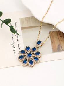 1 chiếc vòng cổ mặt hoa Zirconia nhiều màu sang trọng & thanh lịch thời trang, thích hợp làm trang phục hàng ngày & quà tặng cho phụ nữ - hoa - Xem 3