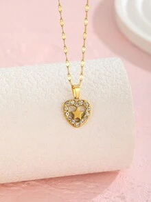 Dây chuyền mặt trái tim, hoa, bướm, công chúa nhiều kiểu dáng thanh lịch, sang trọng, nhẹ nhàng cho bé gái tuổi teen, dây chuyền xích xương đòn ngọt ngào để đeo hàng ngày - Nhiều màu - Xem 9