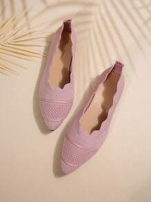 Plus Size Mesh Slip-On Flats, Soft Bottom, Breathable, Pointed Toe