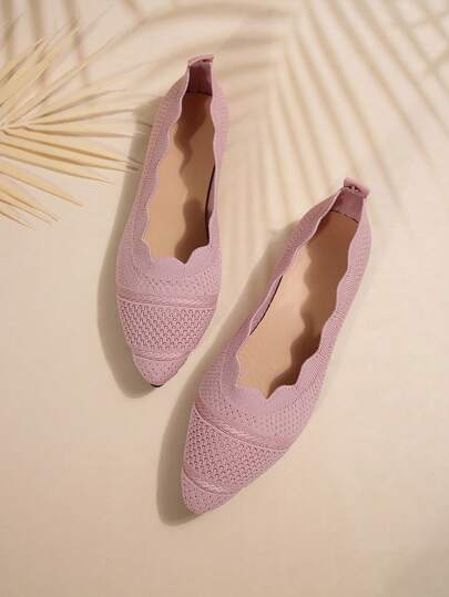 Plus Size Mesh Slip-On Flats, Soft Bottom, Breathable, Pointed Toe