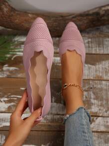 Plus Size Mesh Slip-On Flats, Soft Bottom, Breathable, Pointed Toe