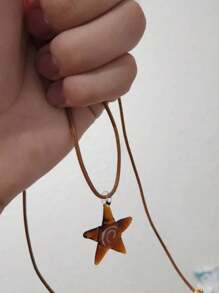 1Pc Creative Ocean Style Art Starfish Inner Spiral Glass Necklace Pendant For Any Occasion For Men And Women