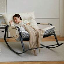 Sillón mecedor doble Sillón de piso con respaldo, almohadilla de asiento extraíble, moderno con reposapiés Sillón reclinable relajante para habitación