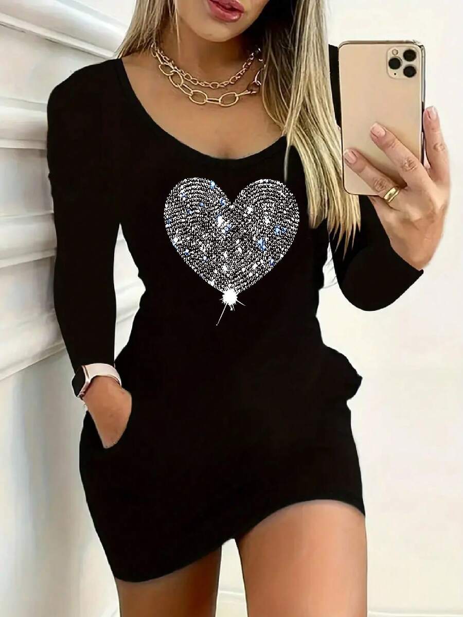 Black Heart Sexy Beauty Women's Dress - Black - View 1