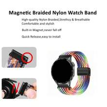 Dây đeo đồng hồ dệt từ tính 22mm, tương thích với Garmin Venu 3/Venu 2/Vivoactive4/Forerunner 265/Forerunner 265 Music/Forerunner 255/Forerunner 255 Music, Galaxy Watch3 45mm/Galaxy Watch 46mm/Gear S3 Classic/Gear S3 Frontier, HW Watch GT5& GT5 Pro GT4&GT3&GT3 Pro&GT 2 46mm/Watch 4/Watch 4 Pro, dây đeo thay thế tháo nhanh, Amazfit BIP5/GTR 4/GTR 3/GTR 3 Pro/GTR 2/3 StratoS Watch, dây đeo cổ tay bằng nylon co giãn có khóa từ tính. - 22mm - Xem 6