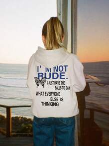 1pc Girl Casual Printed Warm Sweatshirt, Thermal Lined, Long Sleeve Pullover Top For Autumn/Winter, Youth/Teen - Unique Hooded Design Inspires Tween Girl' Creativity - White - View 3