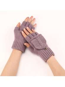 Găng tay nữ mùa đông lạnh nửa ngón dày ấm áp màu trơn quà tặng găng tay cho bạn gái - Nhiều màu - Xem 6