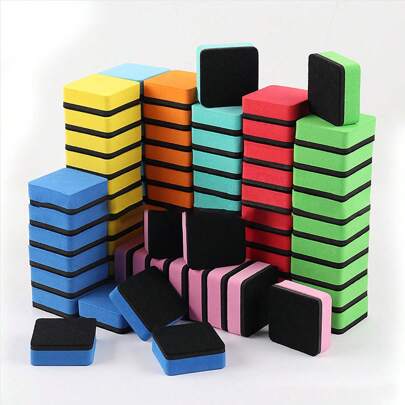 1/5/10/24/48pcs Whiteboard Erasers, Magnetic EVA Felt Blackboard Erasers, Square Erasers, Colorful