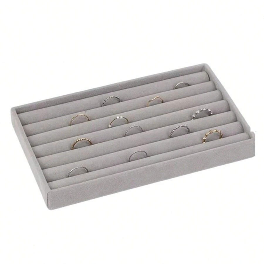 1pc Home Use Velvet Long Jewelry Box, For Rings And Earrings Storage