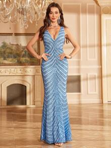 UNIQUE21 Women's New Sequin Decorated Party Formal Dress