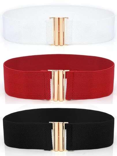 3pcs/1pc New Elastic Waist Belt For Women, Skinny Adjustable Dress Accessories Girdle Design, Simple Versatile Wide Waistband Summer, School Fall, Autumn, Halloween