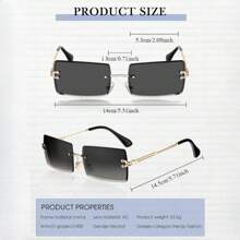 4PCS Women's Frameless Rectangular Sunglasses Men's Retro Chic Frameless Square Glasses Neutral Glasses Gradient Sunglasses
