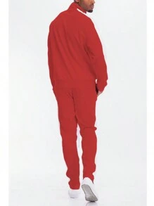 Homme Mens 2 Pc Light Weight Side Stripe Two Piece Co-Ord Track Jacket And Track Pant Set Ankle Zipper - 紅白 - 查看 4