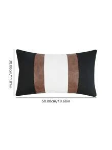 1 件现代 PU 皮革和亚麻抱枕套，适用于沙发、卧室、客厅装饰（不含内垫） - 黑色 - 查看 4