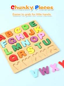 3 in 1 Puzzle di legno per bambini, Puzzle di legno per alfabeto, numeri e forme, Giocattoli Puzzle per l'apprendimento per bambini, Set di 3 puzzle 3 in 1 per bambini di età 3+