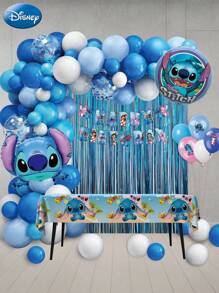 Disney 73PCS Disney Officially Licensed Blue Stitch Balloon Set Birthday Party Graduation Ceremony Christmas Indoor Outdoor Dress Up Cute Cartoon Image Balloon Decoration Photo Background Supplies Friends Family Gifts
